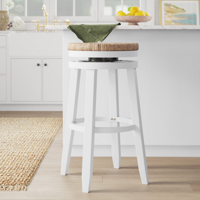 Tabouret de bar et de comptoir Laurent, Blanc, Tabouret de bar (siège d'une hauteur de 31,5 po)