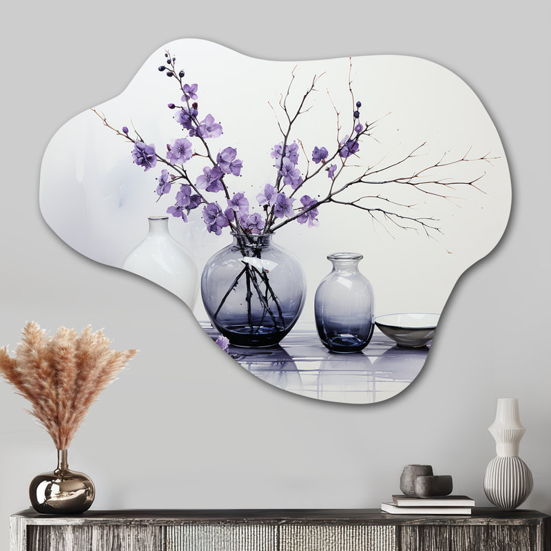 Mauve gris, minimalisme, équilibre et poterie contrastée, H 27 po x l 35 po
