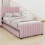 Lit plateforme tapissier avec lit gigogne-477070239