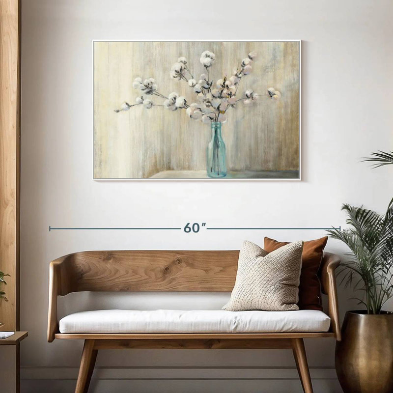 Cotton Bouquet, 19" X 13", Floating Frame White
