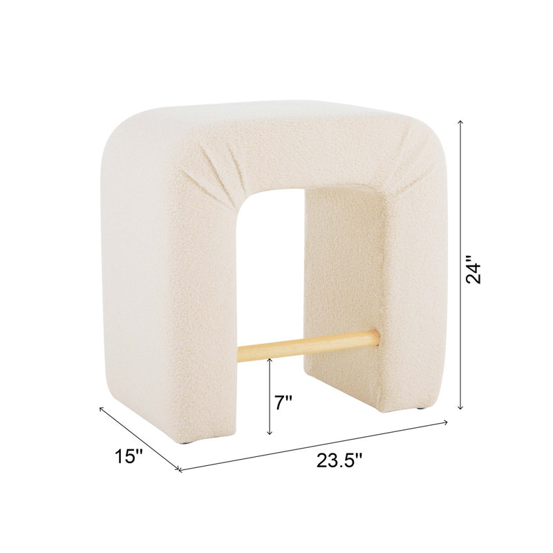 Ethal Boucle Fabric Upholstered Stools, Cream