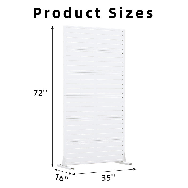 72" Metal Outdoor Privacy Screen, H 72 po x l 35 po x P 16 po, Blanc