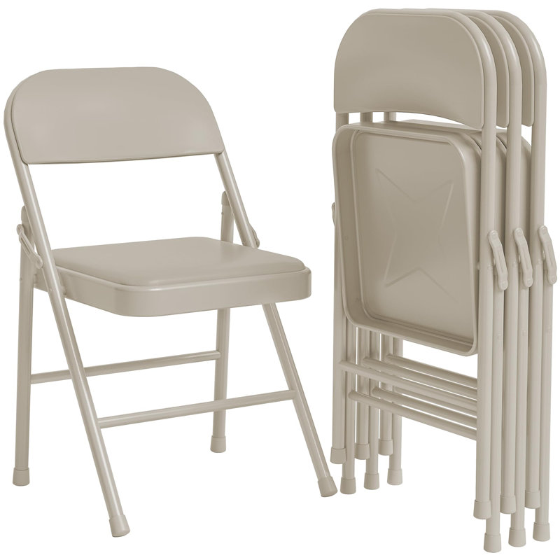 Fabric Padded Folding Chair Set, Beige