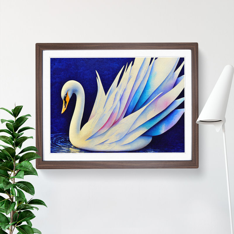Magical Swan Vol.1 - Framed Print, 25cm H x 34cm W x 2cm D, Walnut
