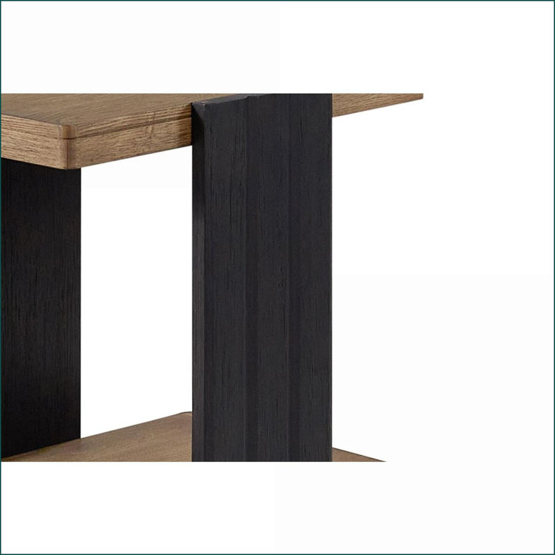 Table basse Latte Waterfall avec placages d'orme - tiroir de rangement et amp; Tablette pour le salon