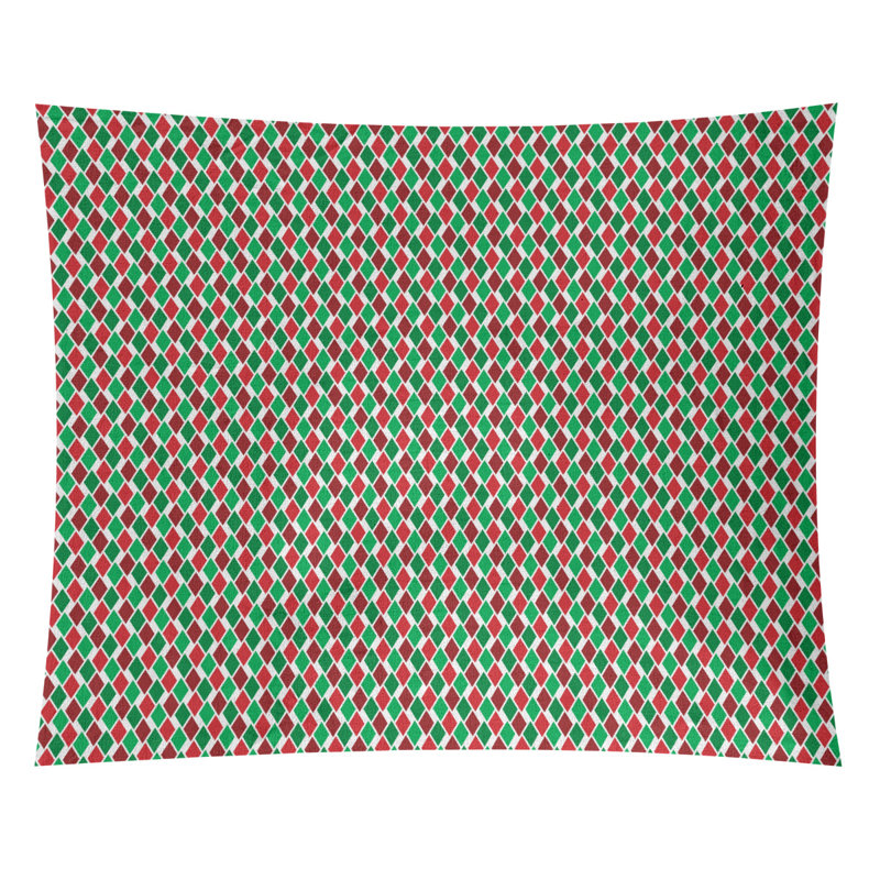 Tapisserie à motif diamants fêtes en polyester, H 51 po x l 60 po, Vert / Rouge