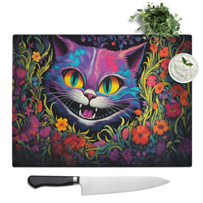 Cheshire Cat Colour Field  Glass Chopping Board