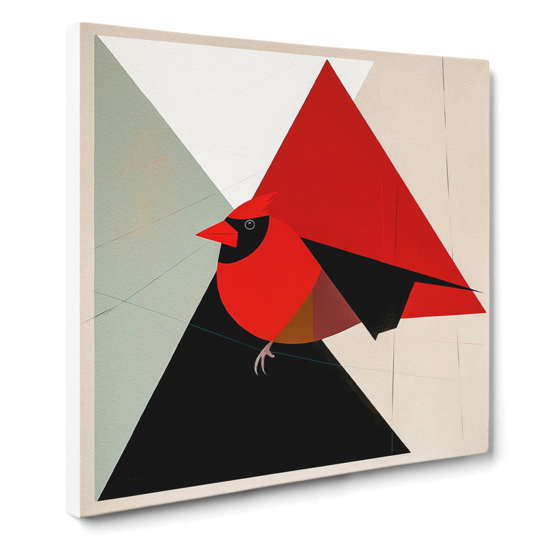 Cardinal Bird Suprematism No.2 - Wrapped Canvas - Framed Print, 50cm H x 50cm W x 3cm D