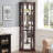 Lighted Corner Curio Cabinet - Elegant Glass Display Case For Living Room & Bar Storage -  For Antique Collections & Wine - Includes Built-In Lighting - Dark Cherry-820065468