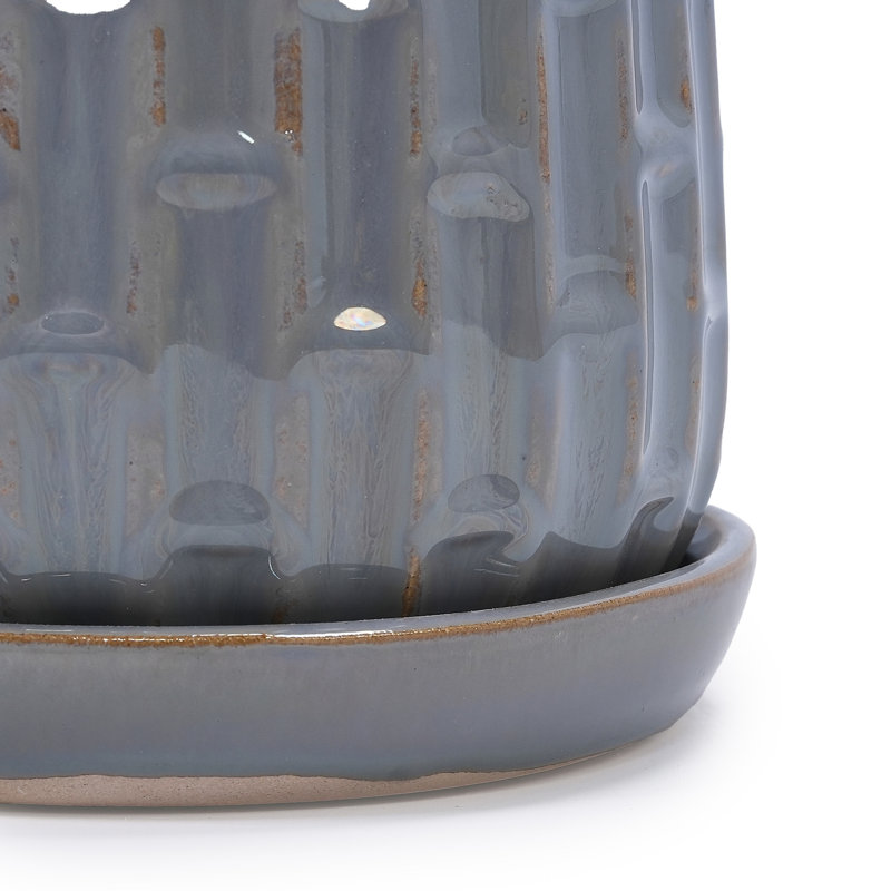 Colorful Ceramic Flowerpot, Antique Grey