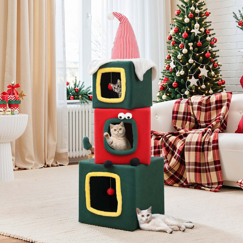 60" Christmas-Themed Cat Tree