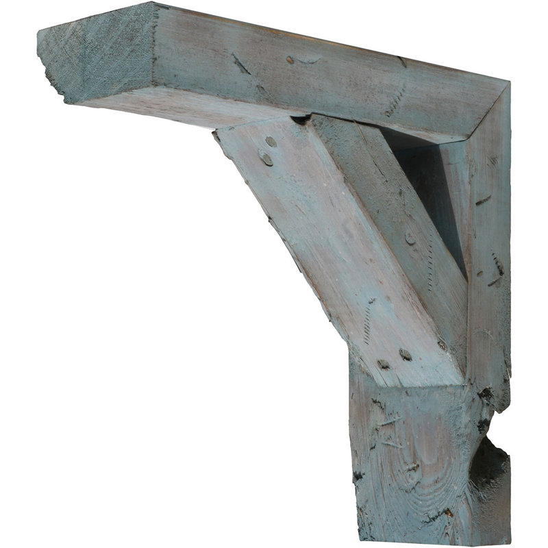H 3.5'' W D Wood Bracket / Corbel, Driftwood Blue, 18" H x 3.5" W x 12" D
