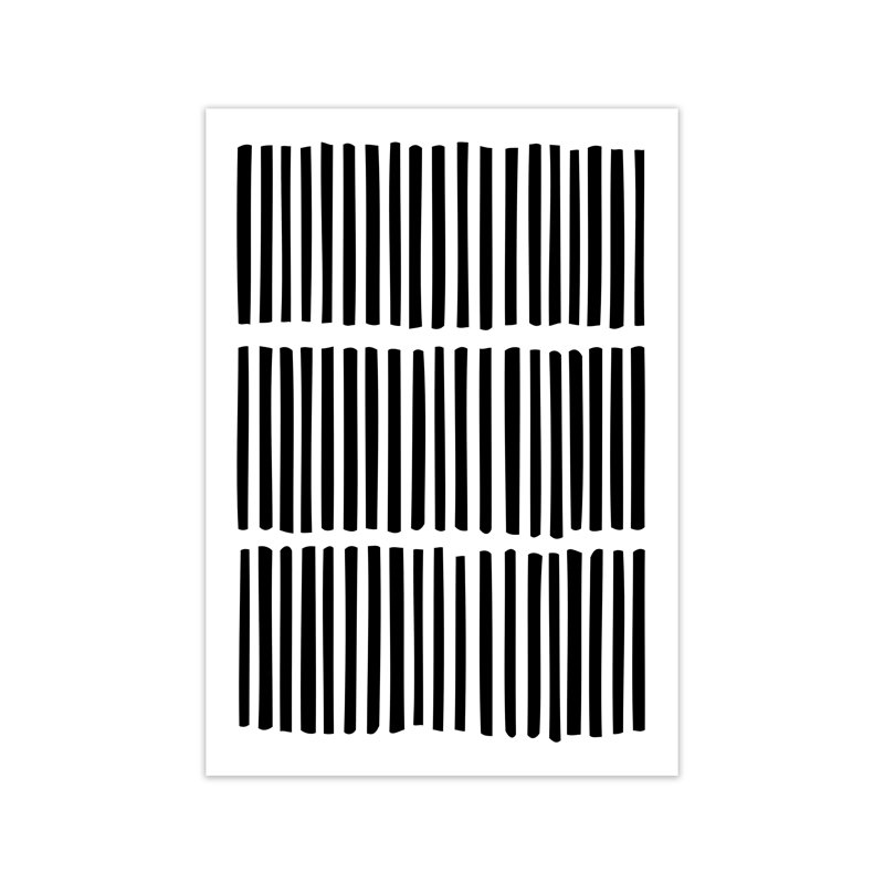 Scandi Black And White Lines - Print, 30cm H x 21cm W x 1cm D, No Frame