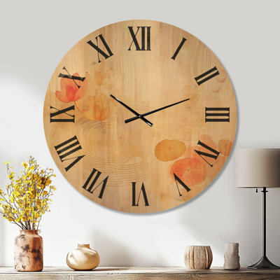 Garden Printed Wood Wall Clock – Soft Lotus by the Lake Peaceful Scenery