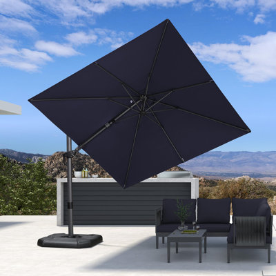 Parasol carré en porte-à-faux pivotant de 9 po avec base et rotation à 360 degrés