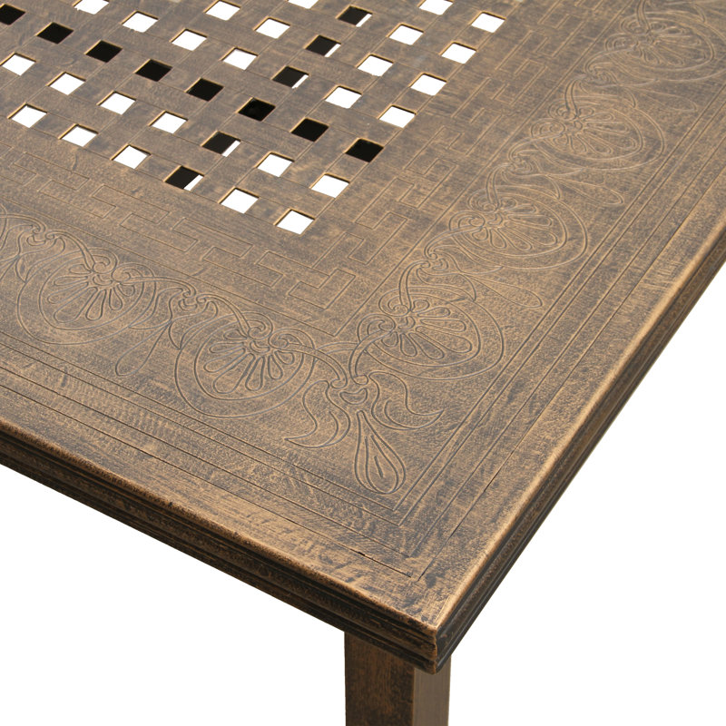 Adepeju Rectangular Metal Outdoor Dining Table With Umbrella Hole , 95.3'' in. W 47.64'' in. D, Bronze