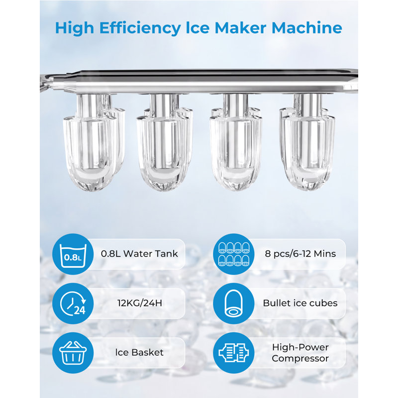 Ateroll Frigither 26.5 Lb. Daily Production Bullet Clear Ice Freestanding Ice Maker