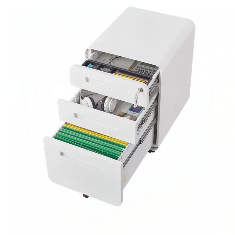 Classeur mobile à 3 tiroirs avec serrure, rangement polyvalent pour dossiers format lettre A4, anti-basculement et imperméable