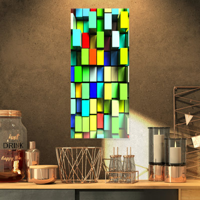 Cubes colorés colorés, impression sur métal sans cadre