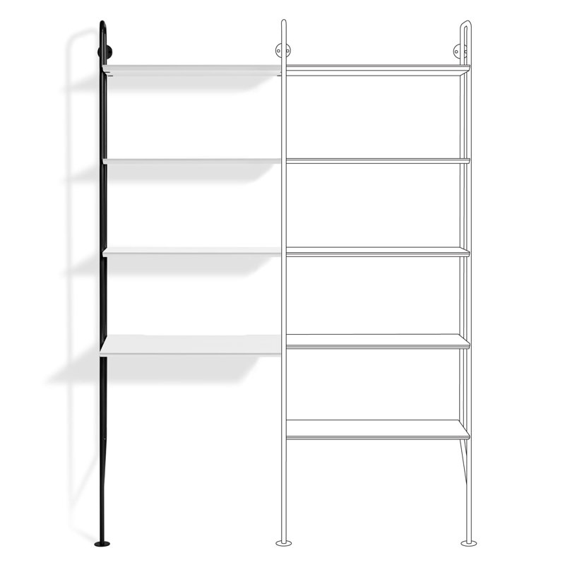 Hitch Leaning / Ladder Desk, Black, White