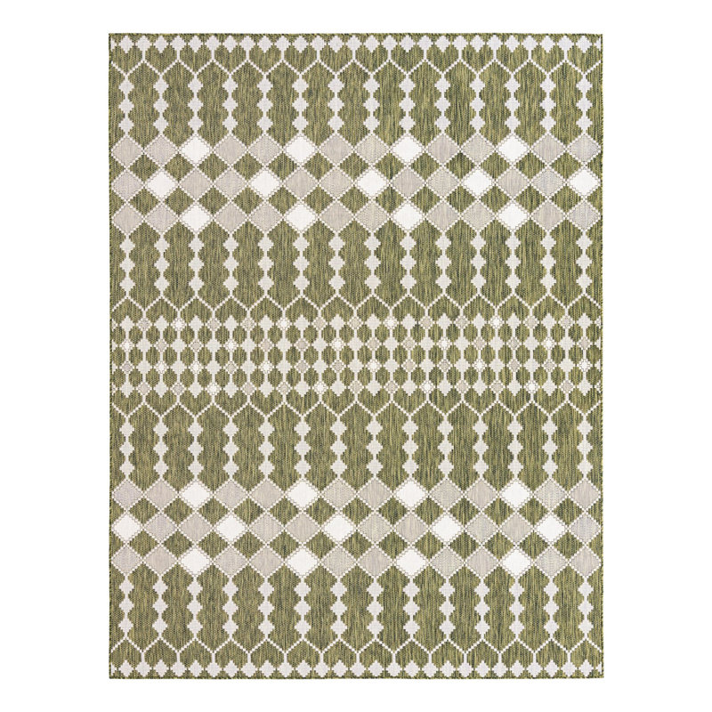 Green Traliccio Indoor/Outdoor Trellis Rug, Rectangle 9' x 12'