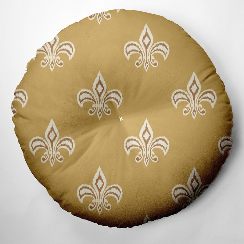Coussin 318_Fleur De Lis Design, 30 po x 30 po, Jaune