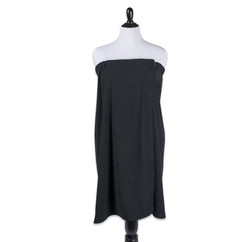 Wightman Fleece Girl / Woman+ Above Knee Bathrobe, Black