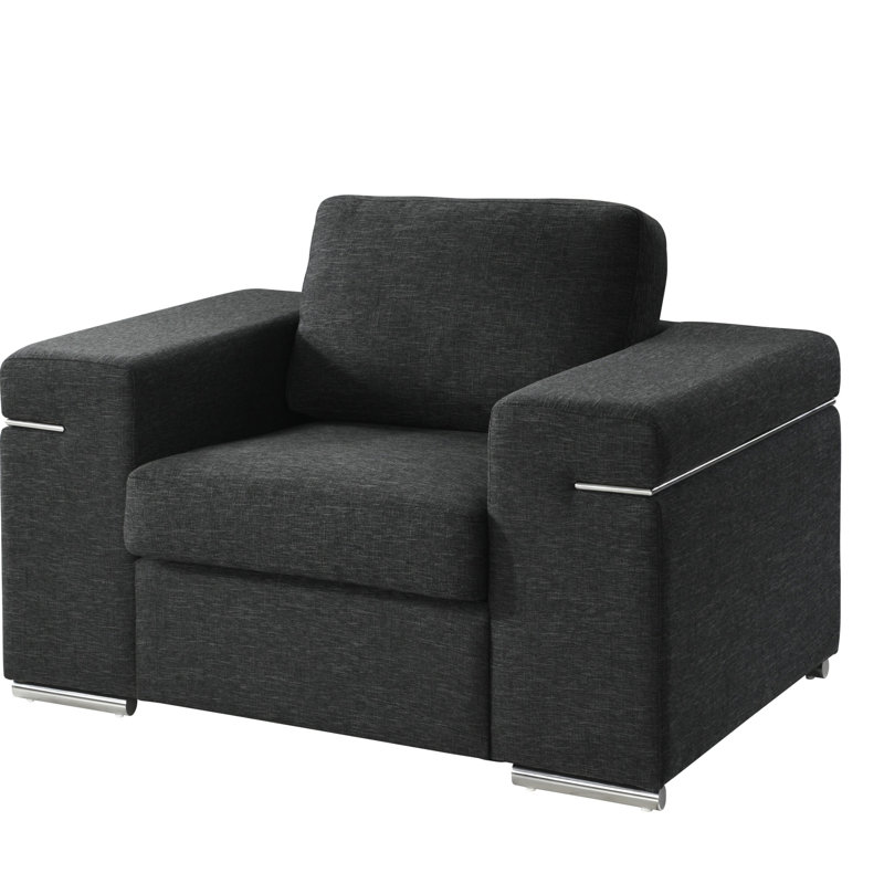 Chaise avec accoudoirs en tissu Gianna, Noir
