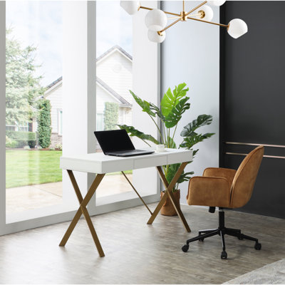 Bureau à pieds en X avec tiroir