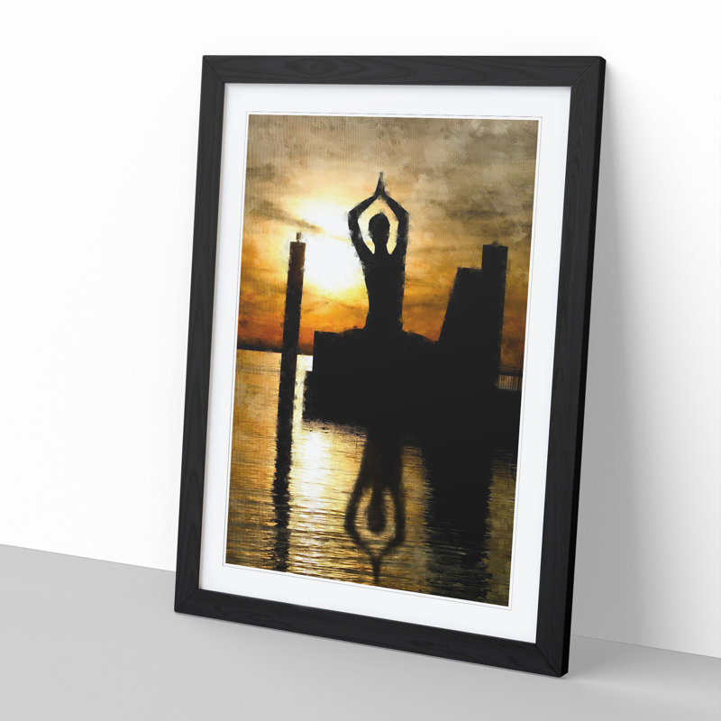Yoga Meditation - Picture Frame Graphic Art, 65cm H x 48cm W x 2cm D, Black Framed