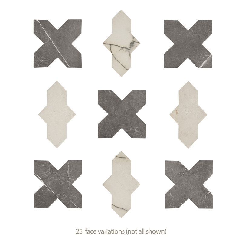 Istanbul Squire Shield With Cross 6 In. X 8-3/8 In. Porcelain Floor And Wall Tile Kit, Black/White