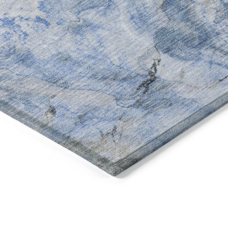 Tapis bleu intérieur / extérieur lavable à la machine Cinead ACN1709, Tapis de couloir 2 pi 3 po x 7 pi 6 po