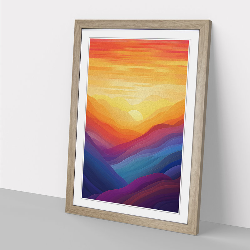 Sunset Colour Field - Framed Print, 64cm H x 46cm W x 2cm D, Oak