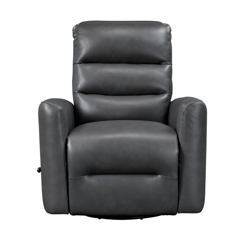 Fauteuil inclinable et pivotant manuel Demy, coussins en similicuir gris, Gris