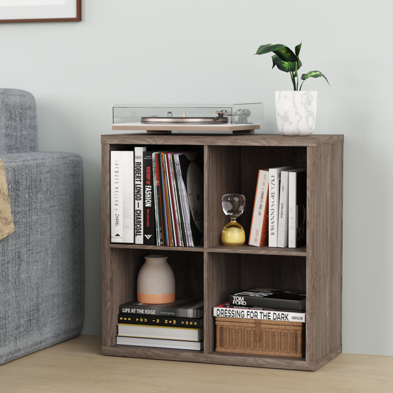 Decorative Storage 30" H x 30" W Cube Bookcase, Weathered Gray