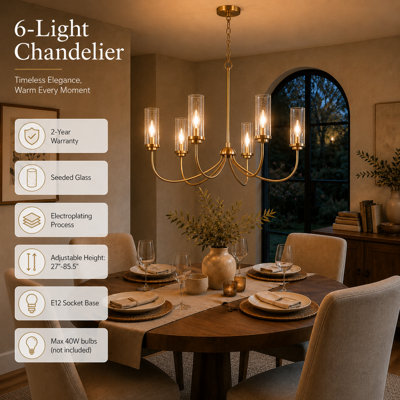 Arnita 6-Light Dimmable Drum Chandelier