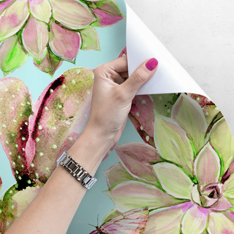 Finan Cactus Floral Décor Flower Wallpaper, 208 x 146cm