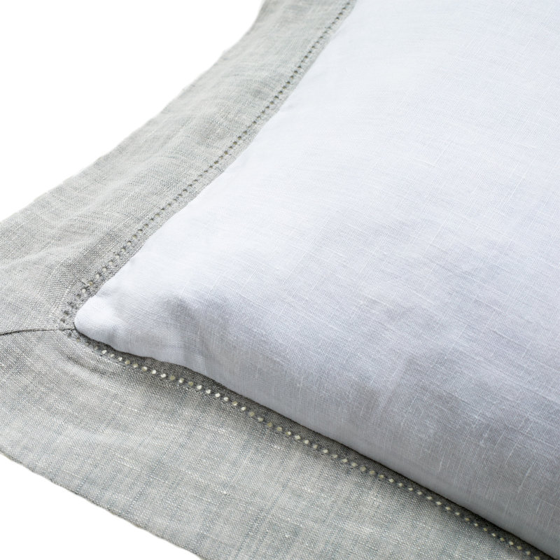 Atina Linen Duvet Set - Gray, King Duvet Cover + 5 Shams + 1 Pillow