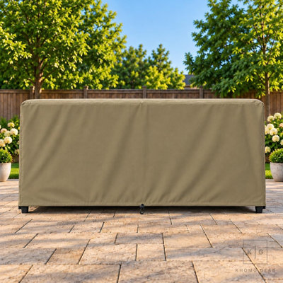 Housse de canapé de patio résistante aux intempéries avec protection en PVC respirante et durable, ourlet élastique réglable, sangles à fermeture par clic et trous