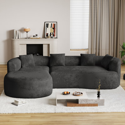 Curved L-Shaped Sectional Sofa With Chaise Lounge, No Assembly Required