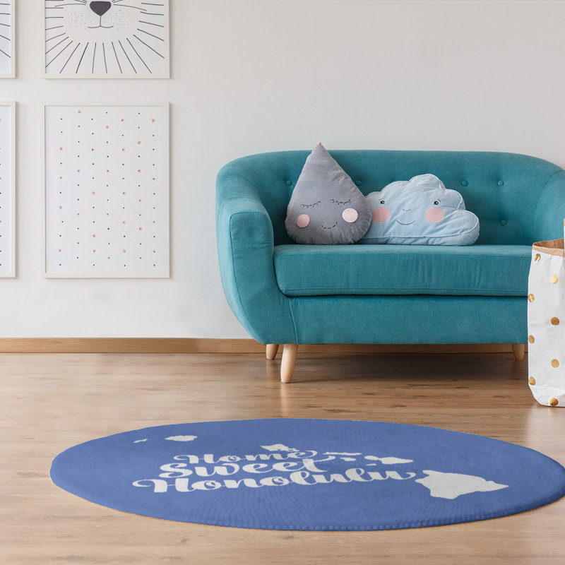 Tapis en poly-chenille honolulu hawaii, Rond 5 pi
