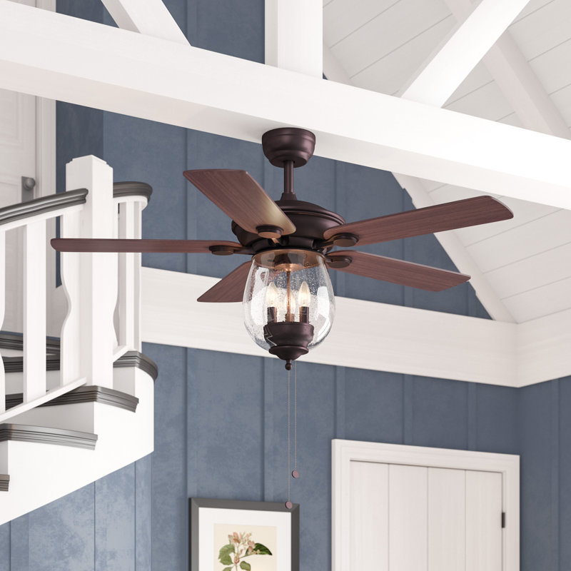 Baldy 52'' Ceiling Fan with Light Kit, Pull Chains