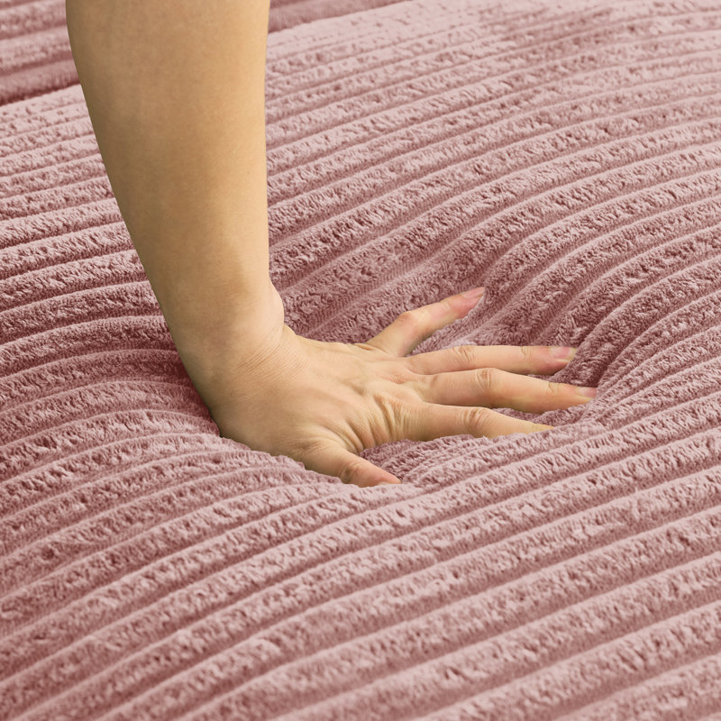 Fauteuil d'appoint surdimensionné 47 po avec repose-pieds en velours côtelé pour salon, Pink