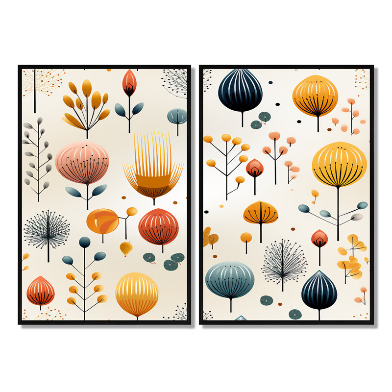 Haddad - Impressions sur toile Midcentury Large, Black, 36" H x 48" W, Impression encadrée flottante