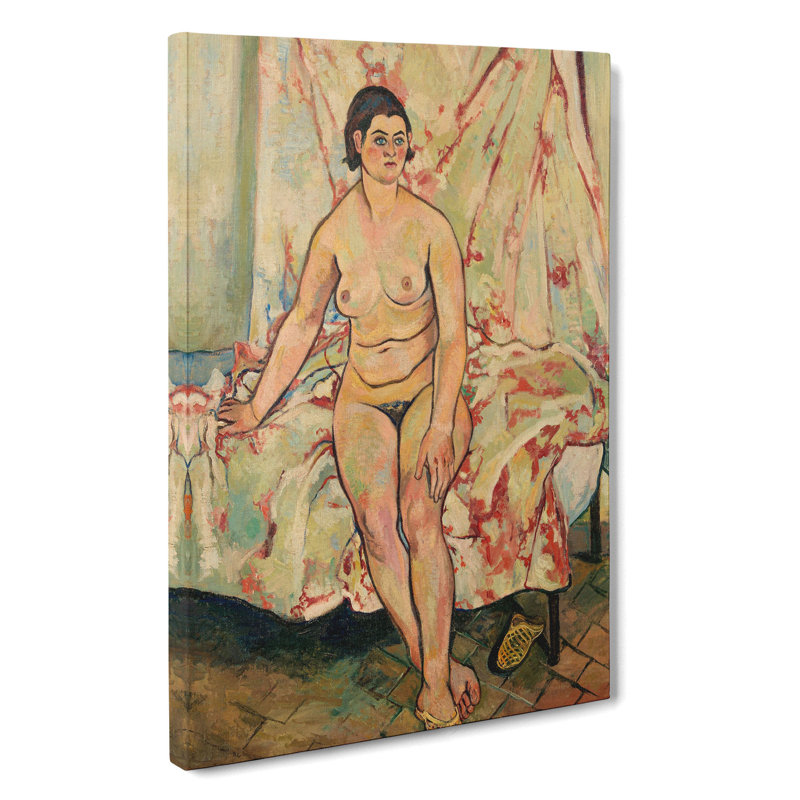 Nude Sitting On The Bed by Suzanne Valadon - Wrapped Canvas Painting, 50cm H x 35cm W x 3cm D