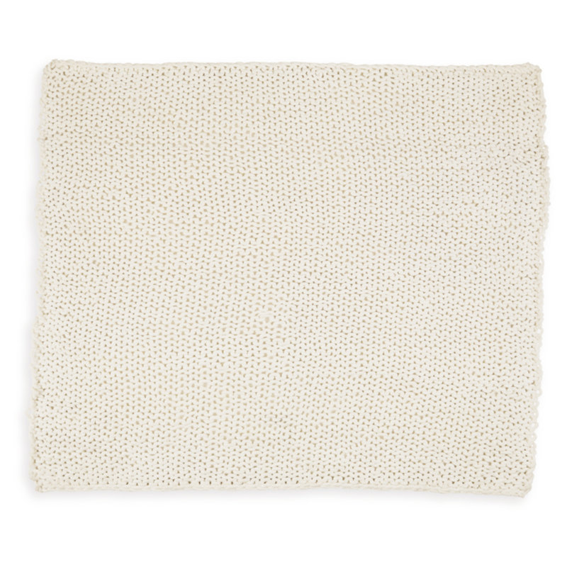 Ivory Hand-Knitted Faux Fur Fleece Throw Blanket
