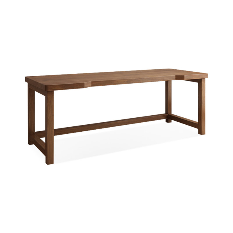 Tan Rectangular Solid Wood desks, 29.53" H x 86.61" W x 23.62" D