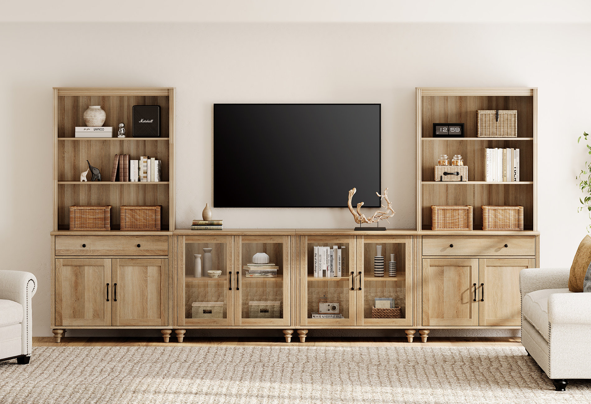 Charlton Home® Scarlett Entertainment Center With Bookshelves For Tvs ...