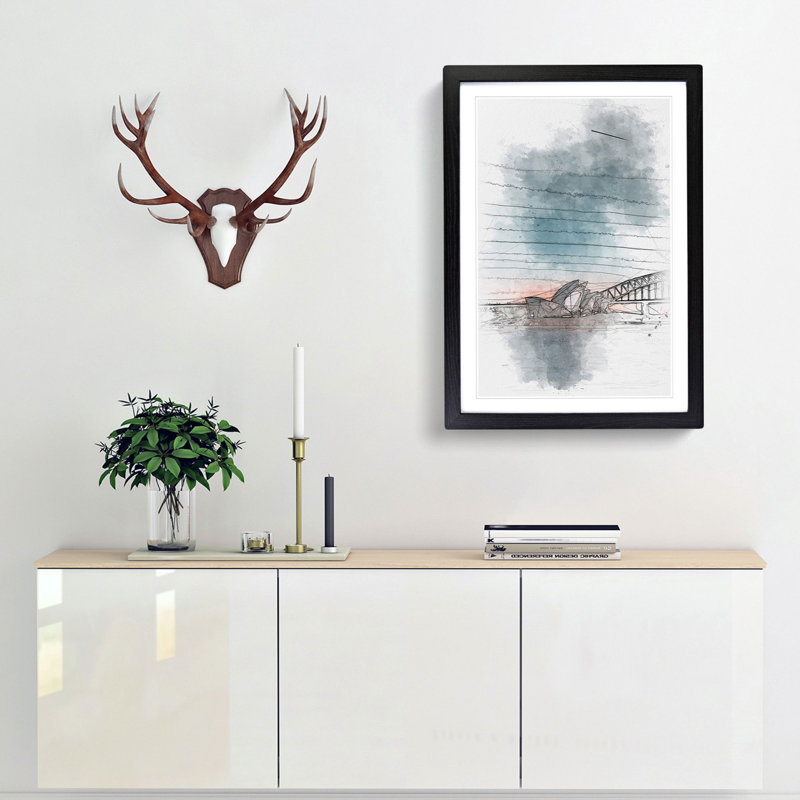 Sydney Opera House in Australia Abstract - Picture Frame Painting Print, 33cm H x 24cm W x 2cm D, Black Framed