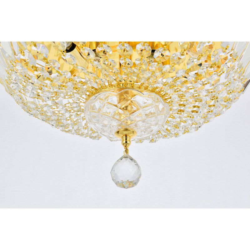 Cristal taillé royal clair Tranquil Maxfield, H 10 po x l 16 po x P 16 po, 6 lumières, Doré